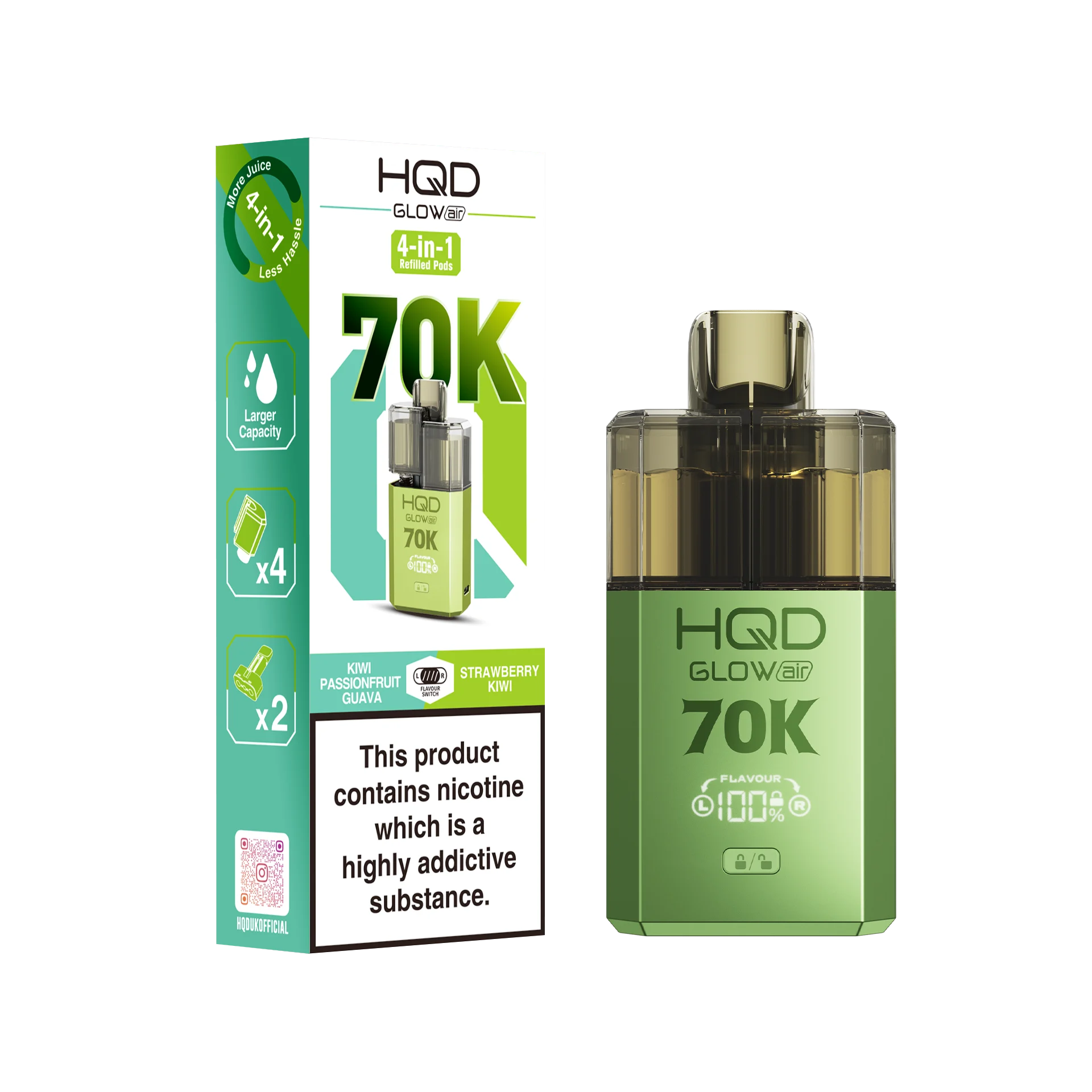 Kiwi Passionfruit Guava & Strawberry Kiwi Glow Air 70K - Kit - Kiwi Passionfruit Guava & Strawberry Kiwi